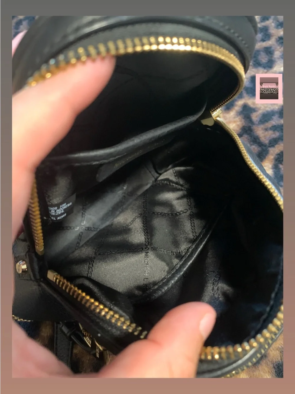Michael Kors Black Pebbled Leather Mini Backpack with Gold Hardware